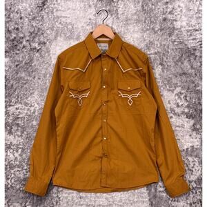 New Outlander Pearl Snap Shirt Small Mens Craft Flow Mustard Gold Western Rodeo